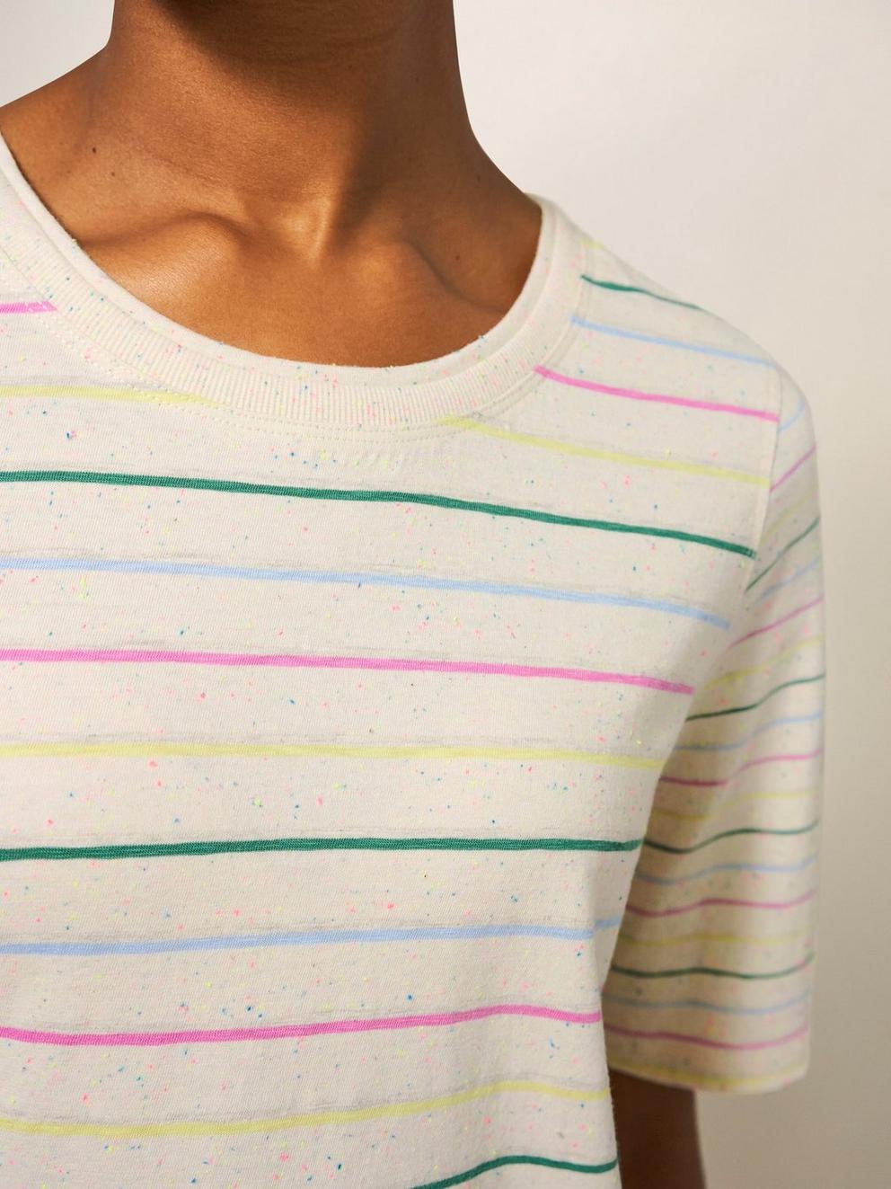 ANNABEL STRIPE TEE in WHITE MLT - MODEL DETAIL
