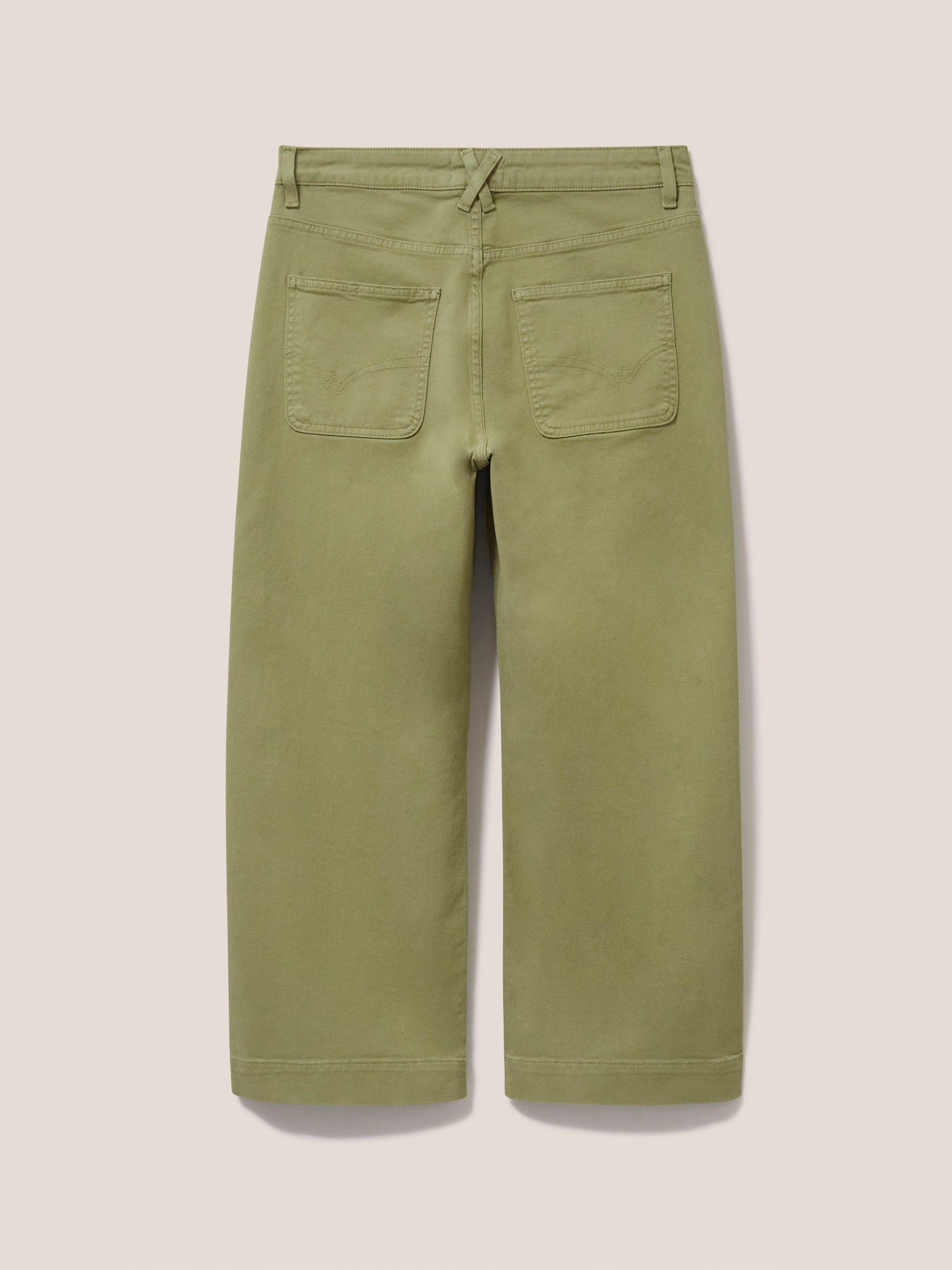 Tia Wide Leg Cropped Jean in MID GREEN - FLAT BACK