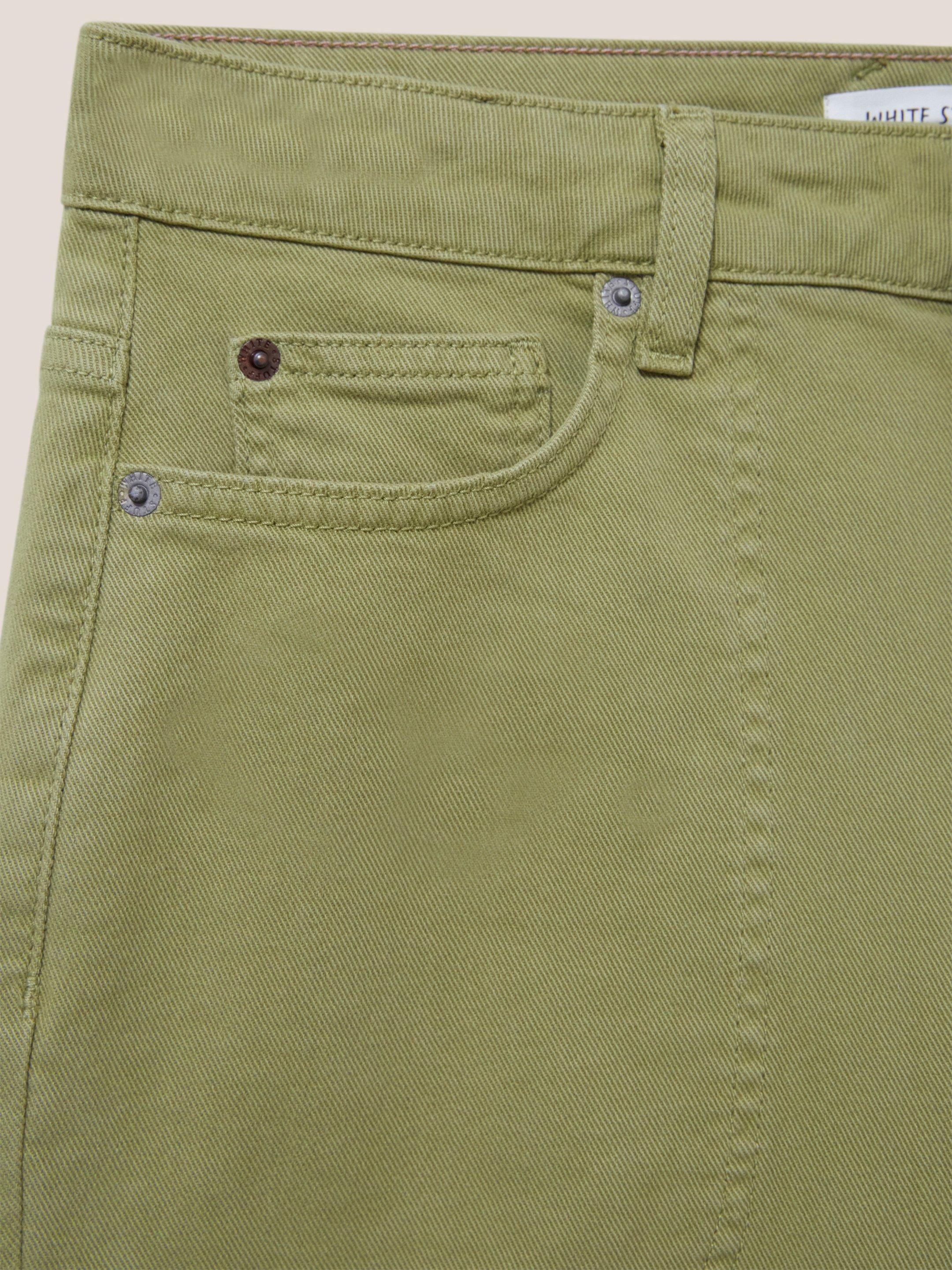 Tia Wide Leg Cropped Jean in MID GREEN - FLAT DETAIL