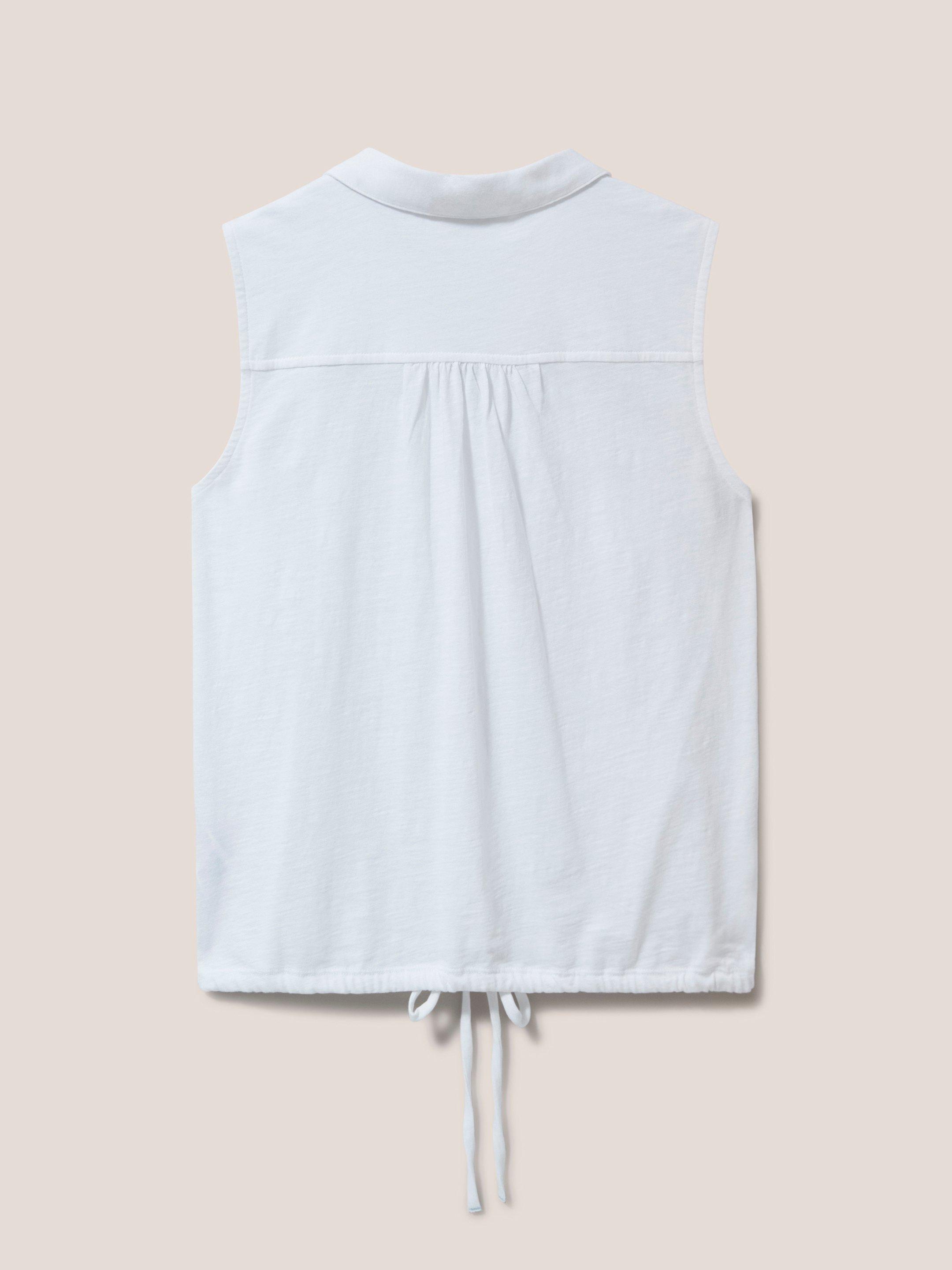 Flowing Grasses Sleeveless Jersey Shirt in BRIL WHITE - FLAT BACK