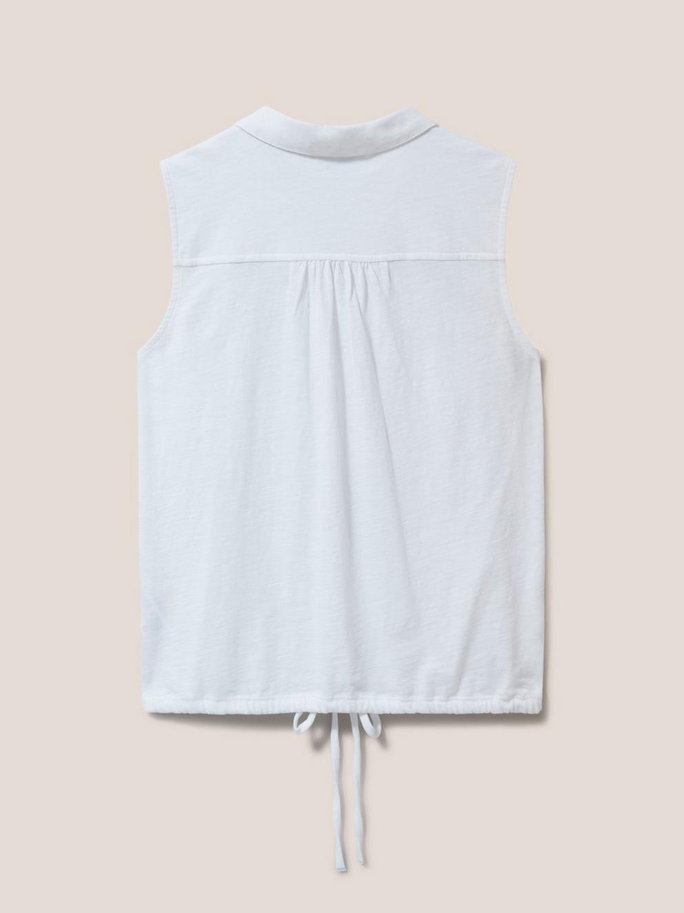 Flowing Grasses Sleeveless Jersey Shirt in BRIL WHITE - FLAT BACK