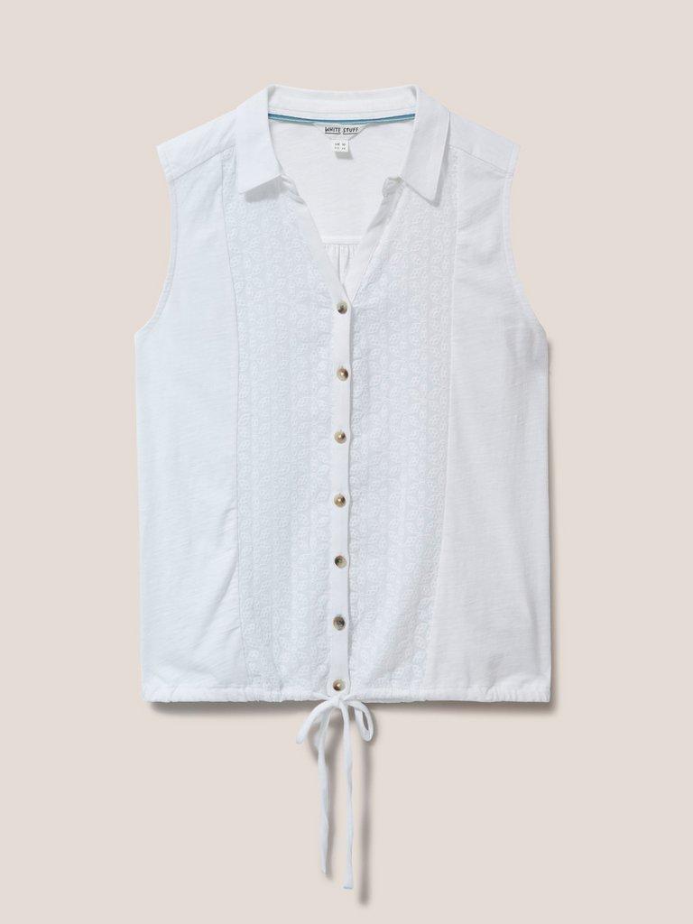 Flowing Grasses Sleeveless Jersey Shirt in BRIL WHITE - FLAT FRONT
