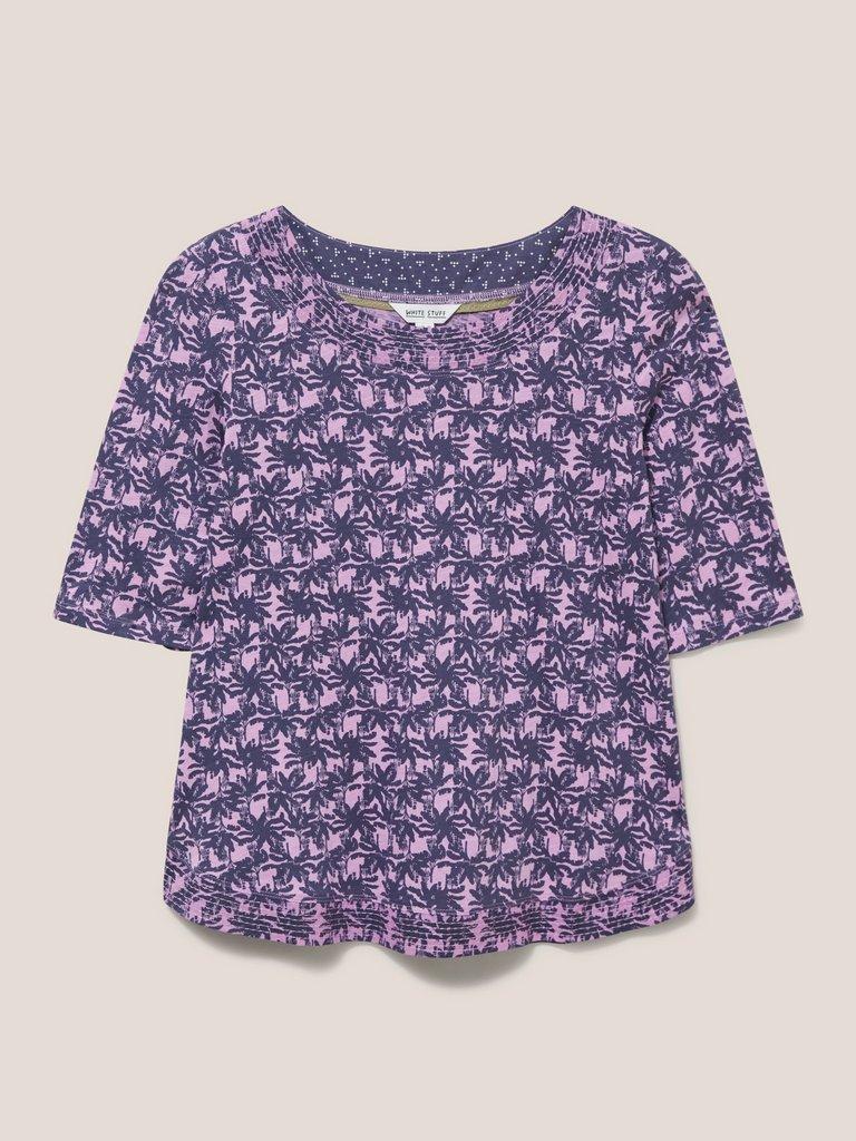 Weaver Short Sleeve Casual Tee in PURPLE MLT - FLAT FRONT