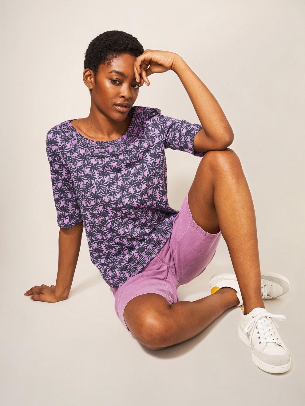 Weaver Short Sleeve Casual Tee in PURPLE MLT - LIFESTYLE