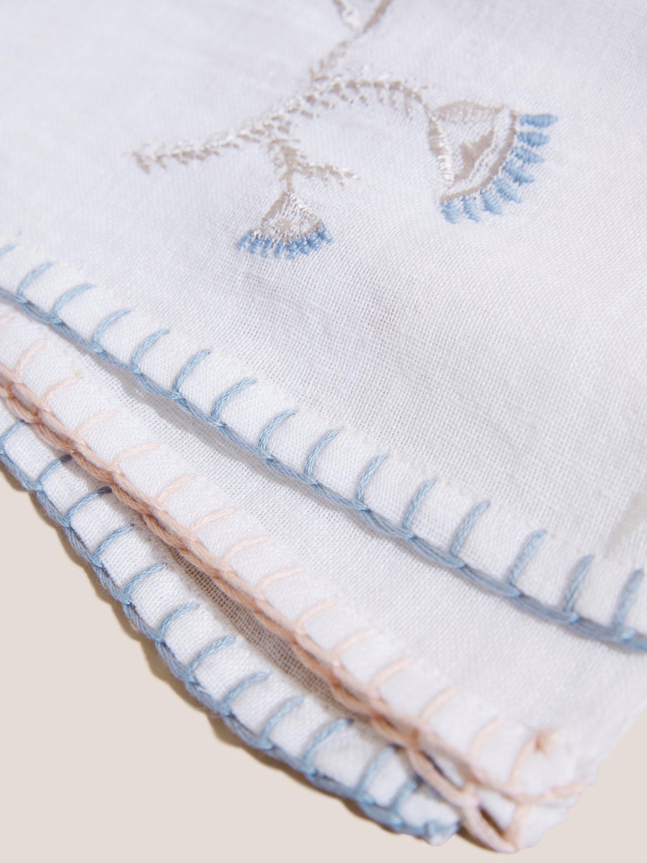 Embroidered Cotton Scarf in NAT WHITE - FLAT DETAIL