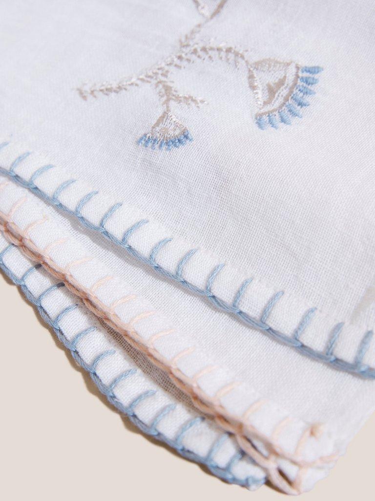 Embroidered Cotton Scarf in NAT WHITE - FLAT DETAIL