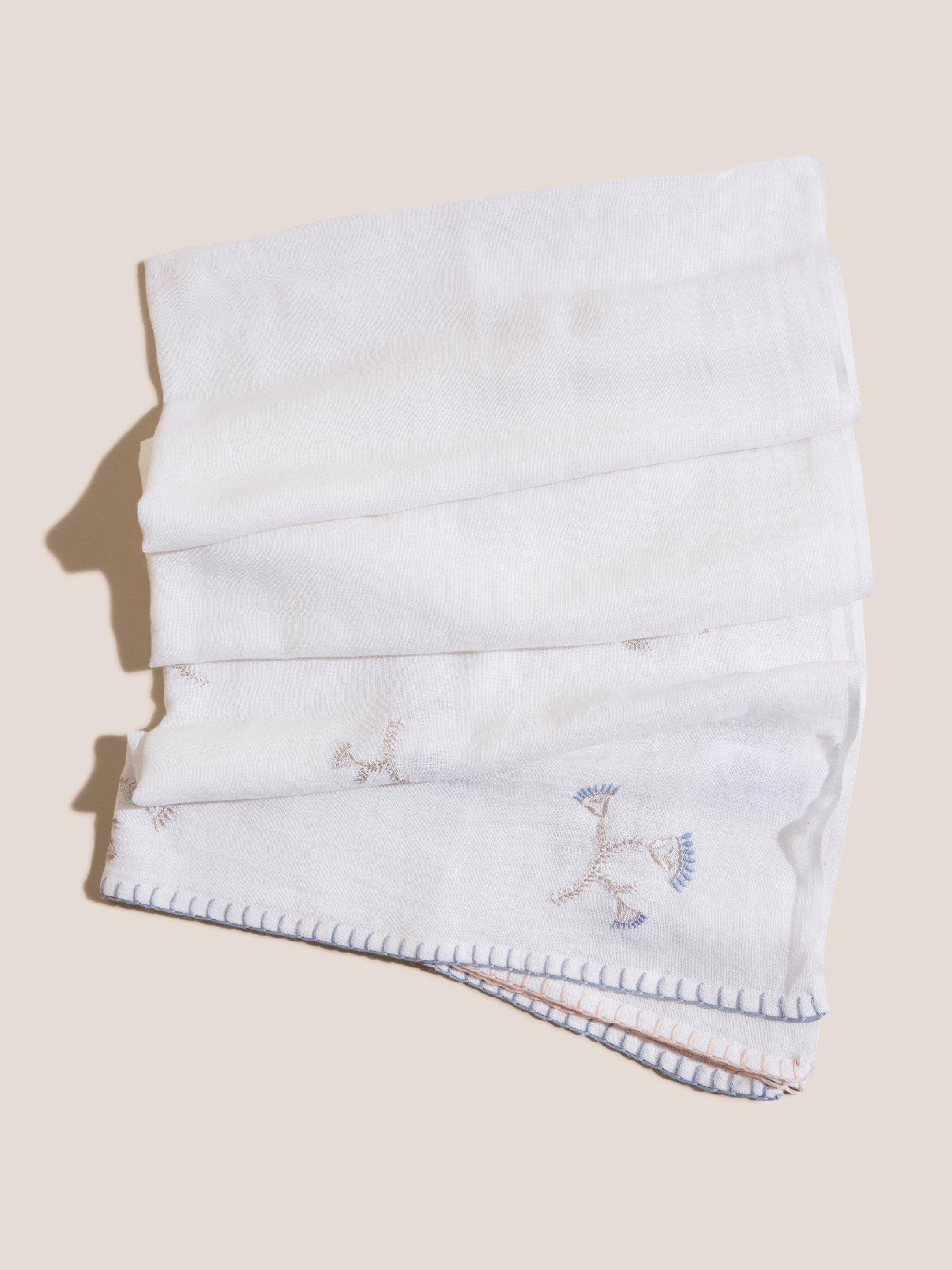 Embroidered Cotton Scarf in NATURAL WHITE | White Stuff