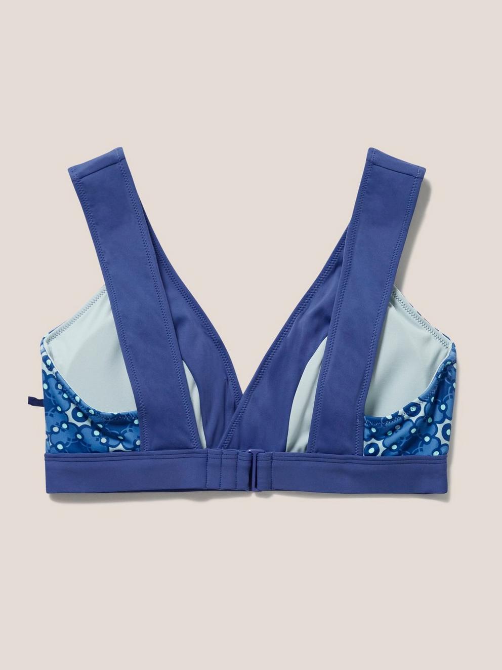 Sofia Reversible Bikini Top in BLUE MLT - FLAT BACK