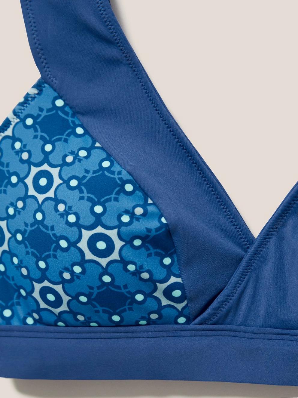 Sofia Reversible Bikini Top in BLUE MLT - FLAT DETAIL