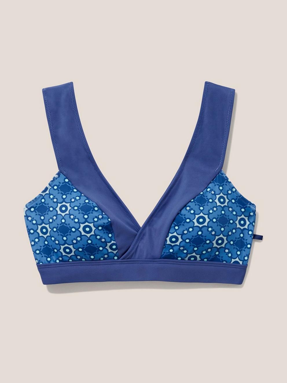 Sofia Reversible Bikini Top in BLUE MLT - FLAT FRONT