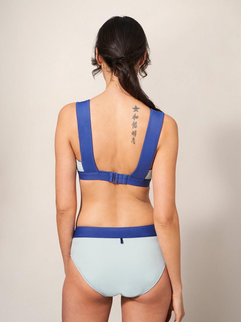 Sofia Reversible Bikini Top in BLUE MLT - MODEL BACK