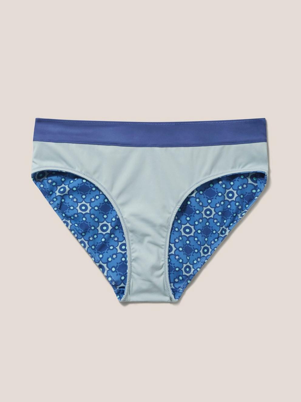 Sofia Reversible Bikini Bottom in BLUE MLT - FLAT FRONT