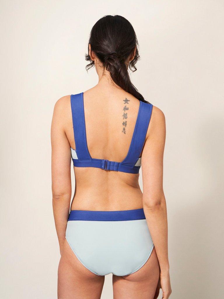 Sofia Reversible Bikini Bottom in BLUE MLT - MODEL BACK