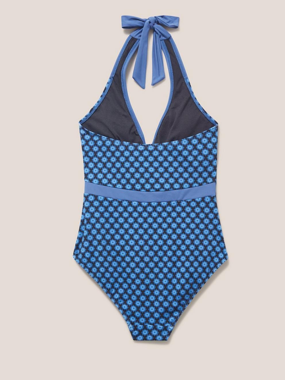 Valley Halter Swimsuit in BLUE MLT - FLAT BACK