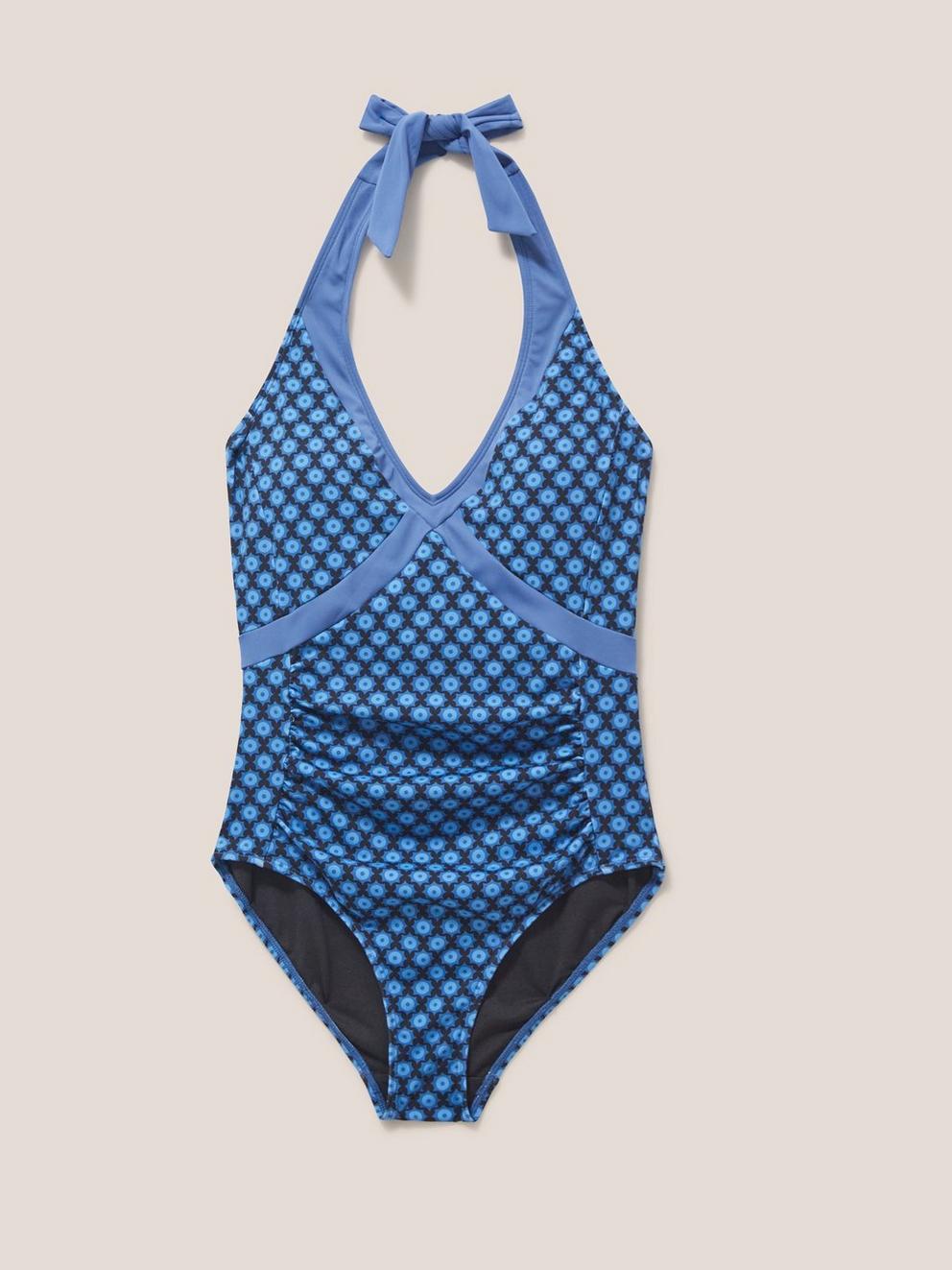 Valley Halter Swimsuit in BLUE MLT - FLAT FRONT