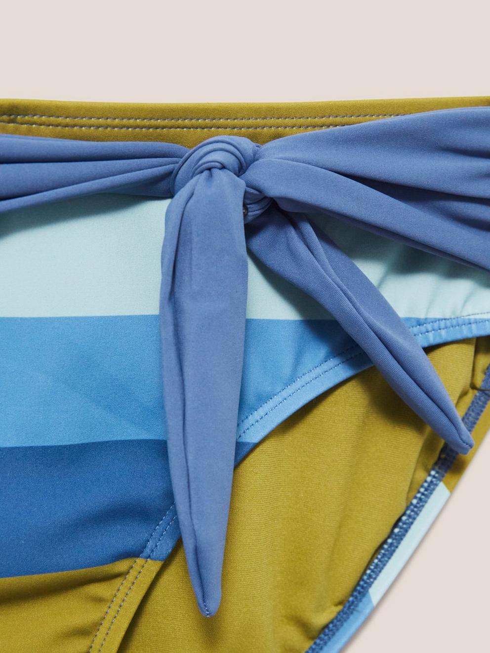 Belle High Leg Bikini Bottom in BLUE MLT - FLAT DETAIL