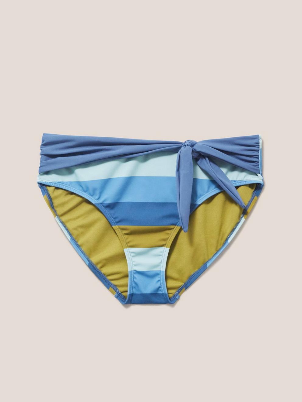 Belle High Leg Bikini Bottom in BLUE MLT - FLAT FRONT