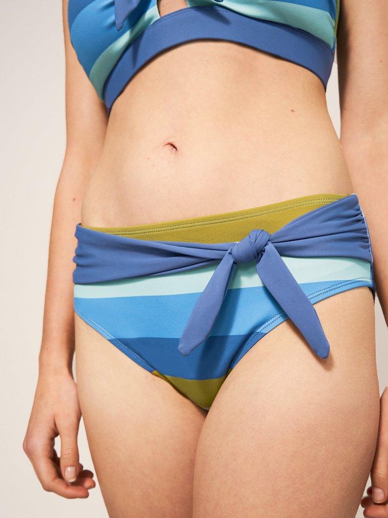 Belle High Leg Bikini Bottom in BLUE MLT - MODEL DETAIL