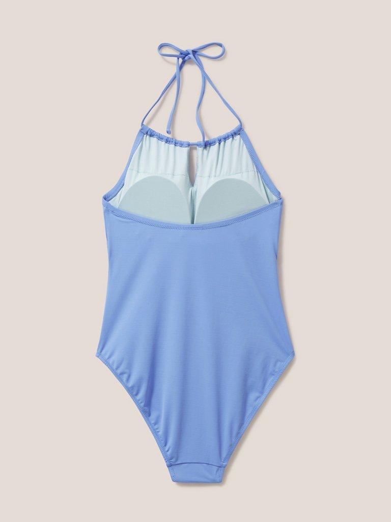 Tamarin High Leg Swimsuit in MID BLUE - FLAT BACK
