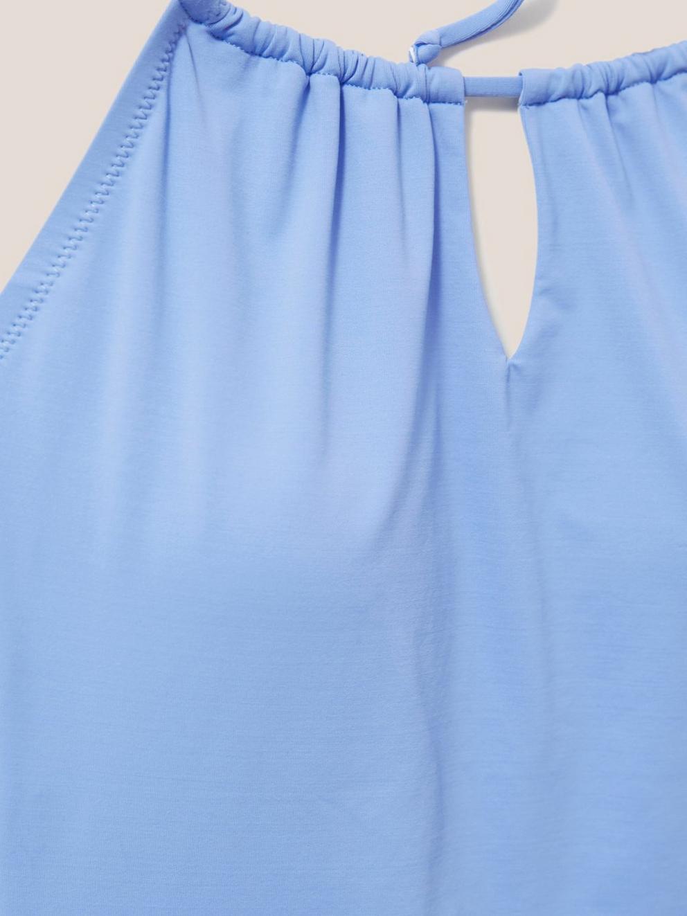 Tamarin High Leg Swimsuit in MID BLUE - FLAT DETAIL