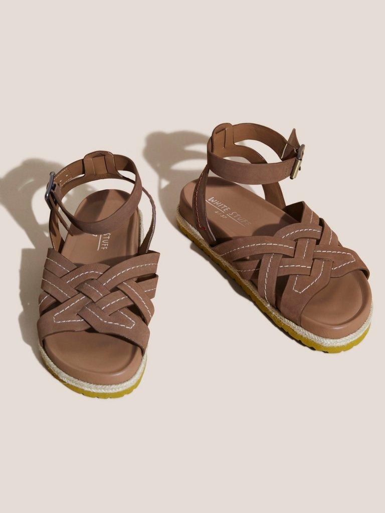 Weave Footbed Sandal in MID TAN - FLAT FRONT