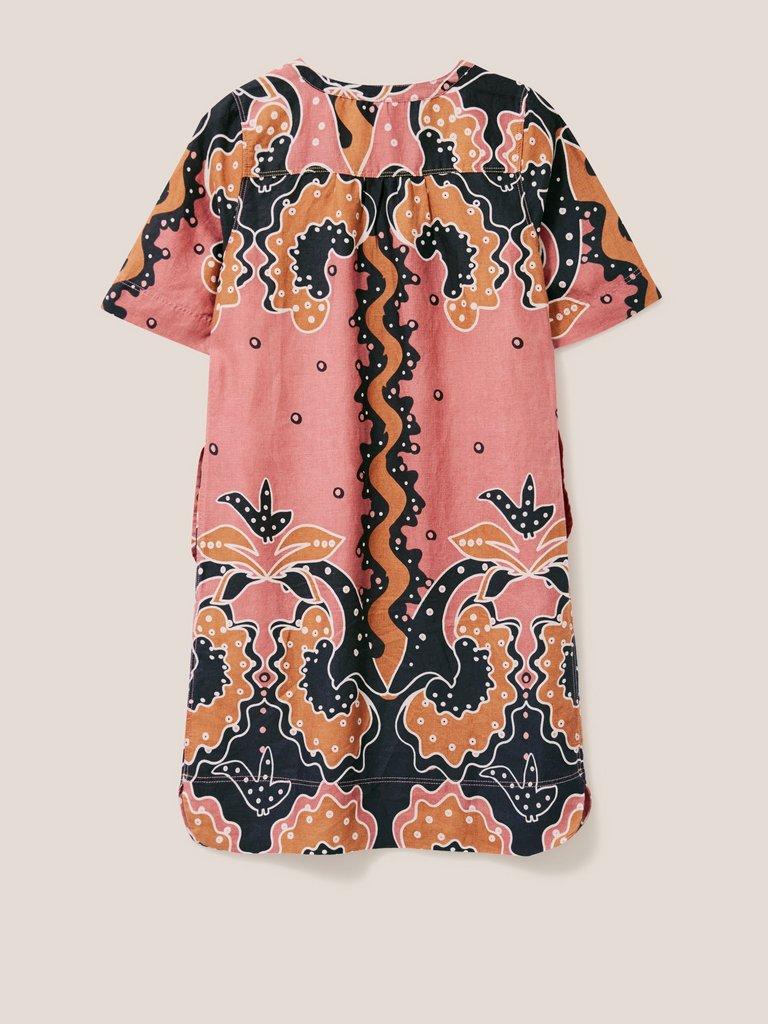 June Linen Dress in PLUM MLT - FLAT BACK