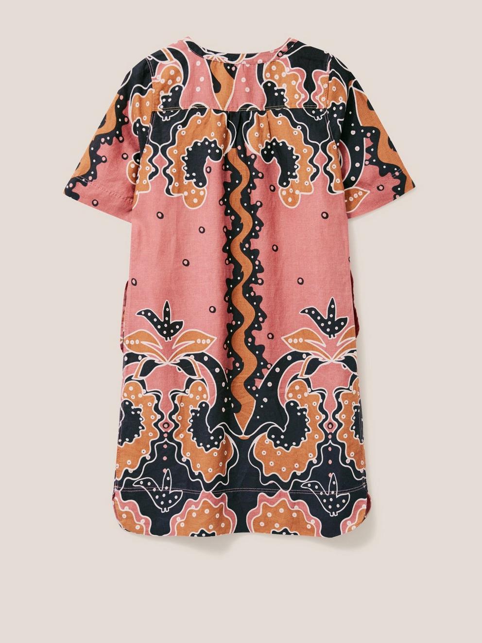 June Linen Dress in PLUM MLT - FLAT BACK