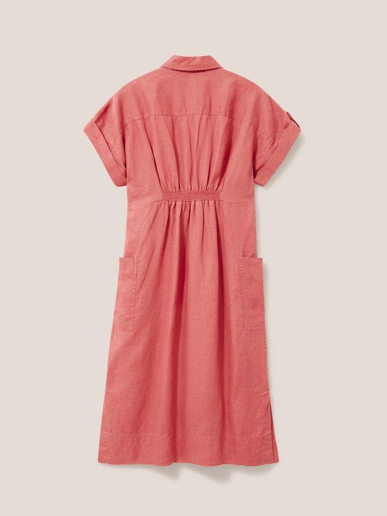 Reno Linen Midi Shirt Dress in MID PLUM - FLAT BACK