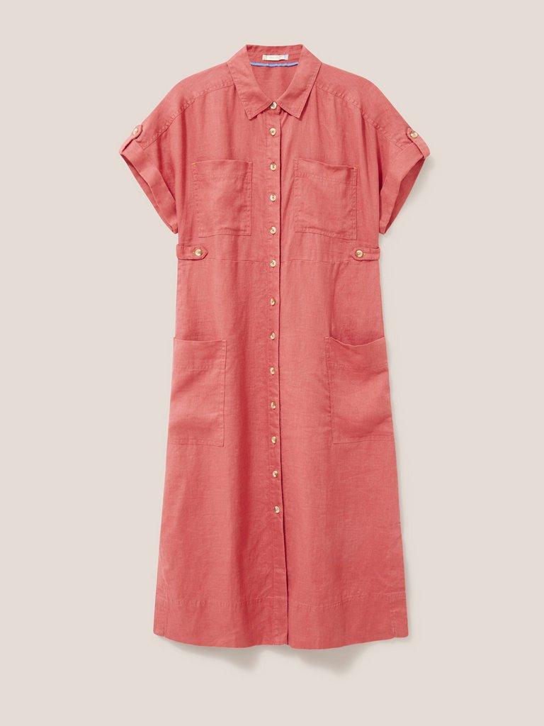 Reno Linen Midi Shirt Dress in MID PLUM - FLAT FRONT