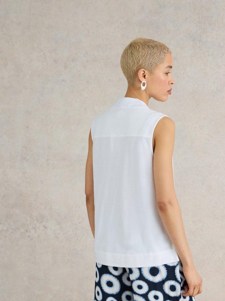 CELIA JERSEY MIX SHIRT in BRIL WHITE - MODEL BACK