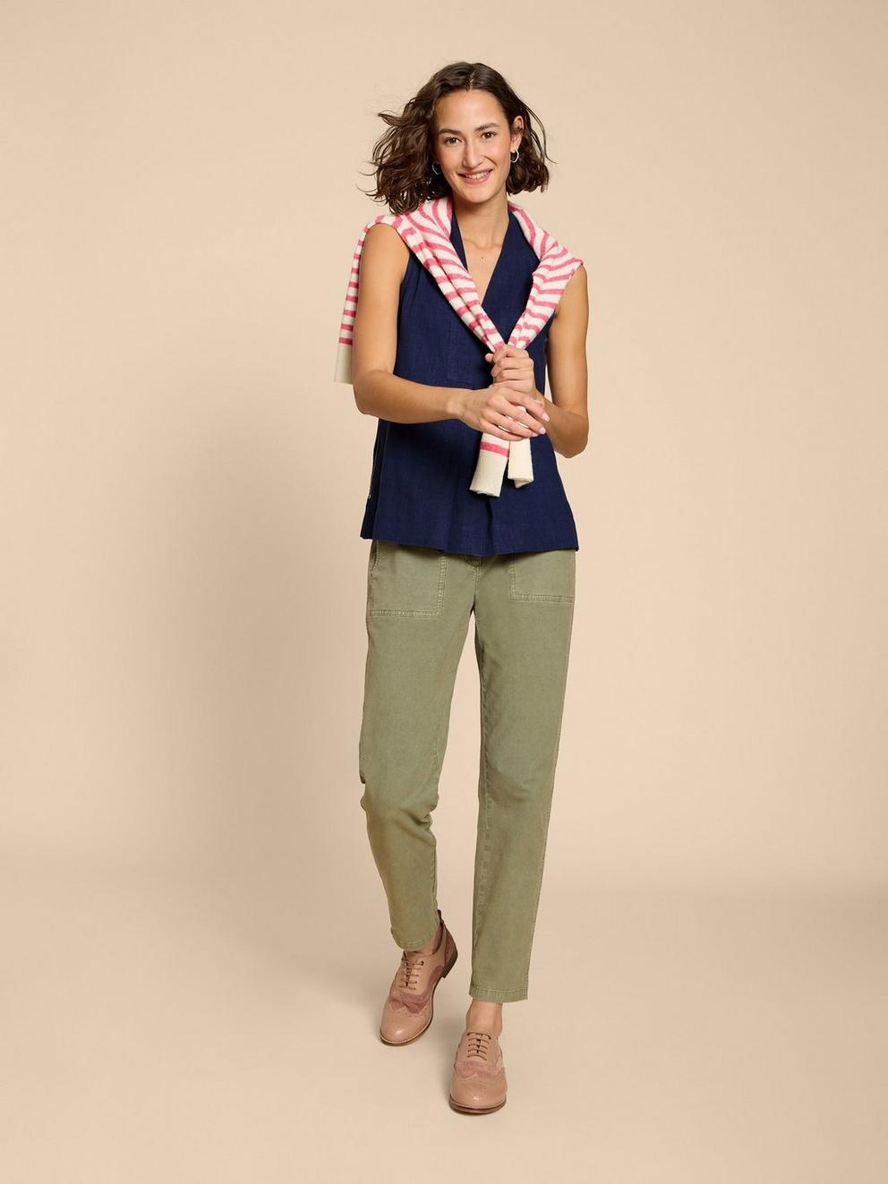 CELIA JERSEY MIX SHIRT in FR NAVY - MODEL FRONT