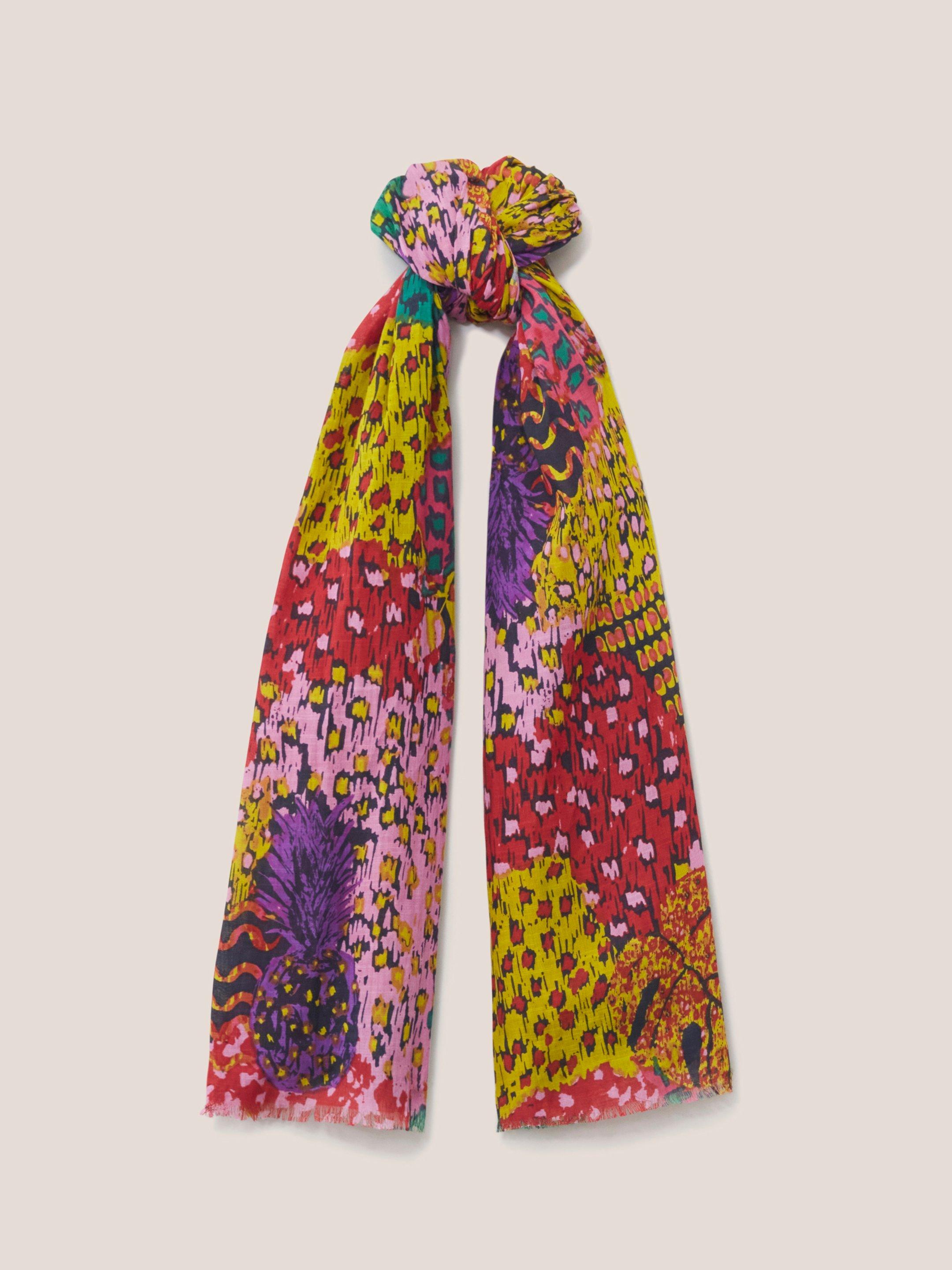 Printed Cotton Viscose Scarf in PINK PR - FLAT FRONT
