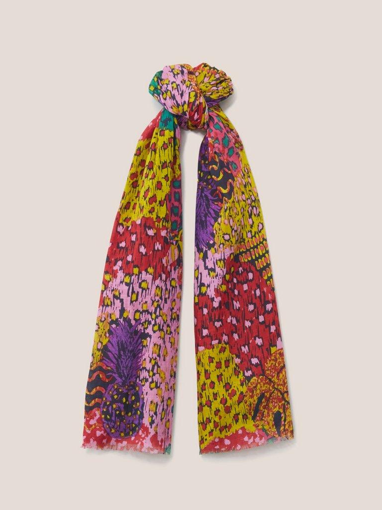 Printed Cotton Viscose Scarf in PINK PR - FLAT FRONT