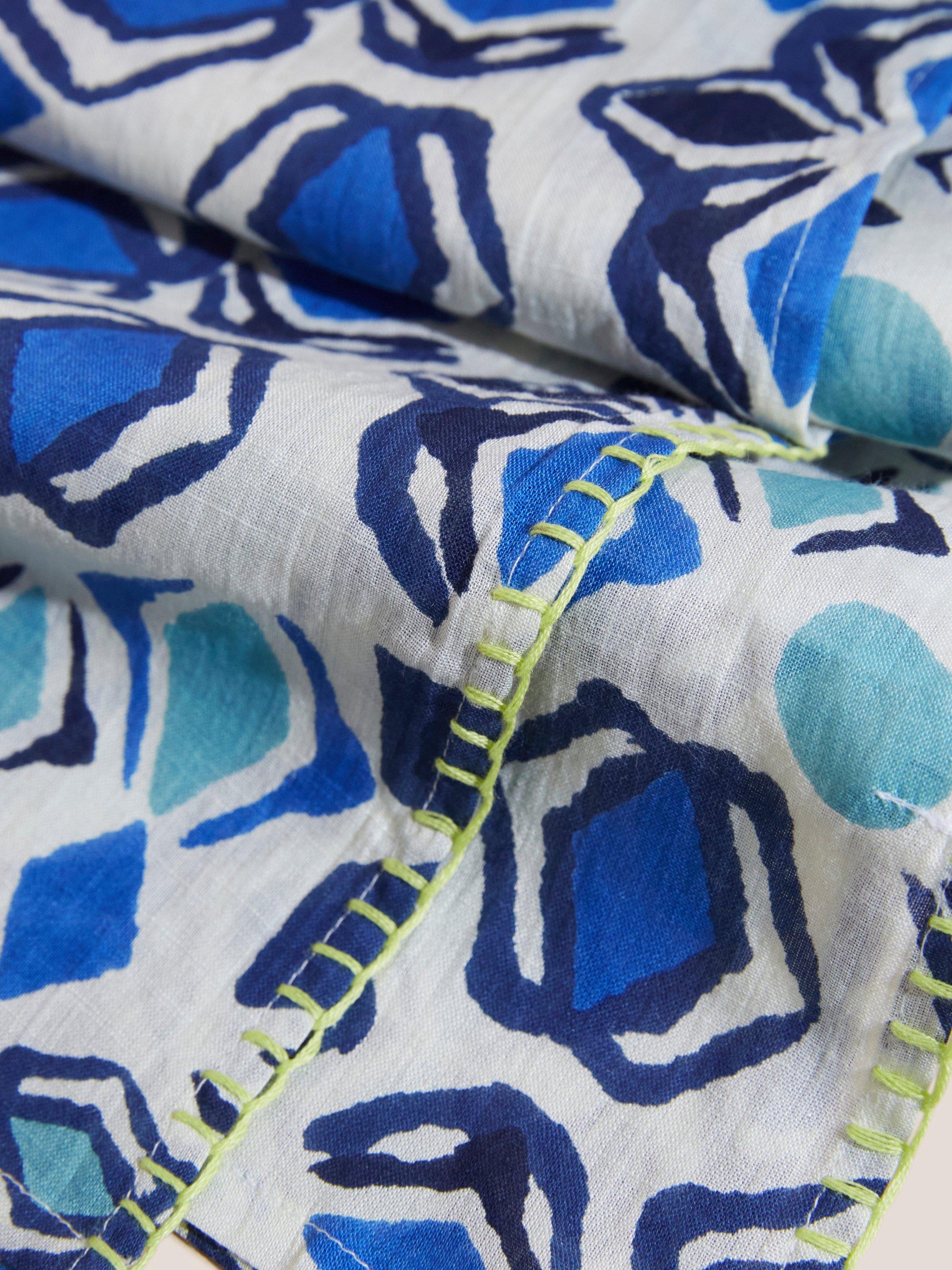 Geo Cotton Viscose Scarf in LIGHT BLUE White Stuff