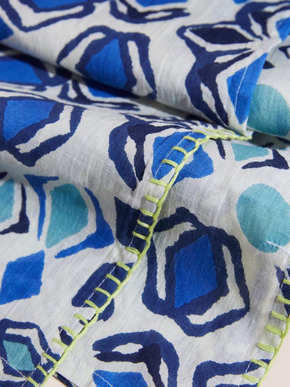 Geo Cotton Viscose Scarf in LGT BLUE - FLAT DETAIL