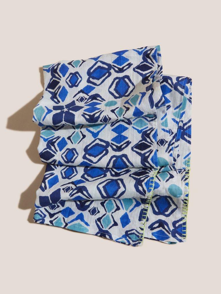 Geo Cotton Viscose Scarf in LGT BLUE - FLAT FRONT