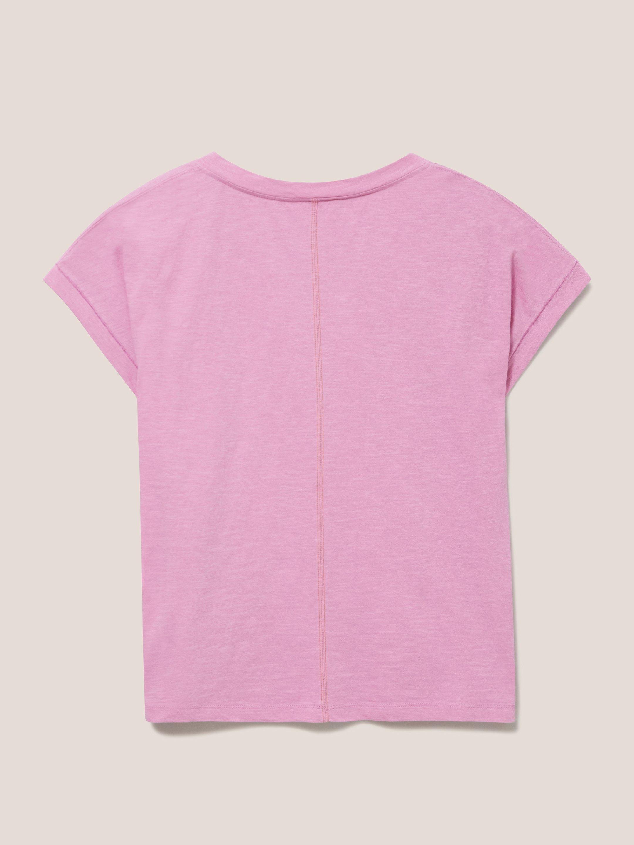 Nelly Organic Cotton Embroidered Tee in PINK MLT - FLAT BACK