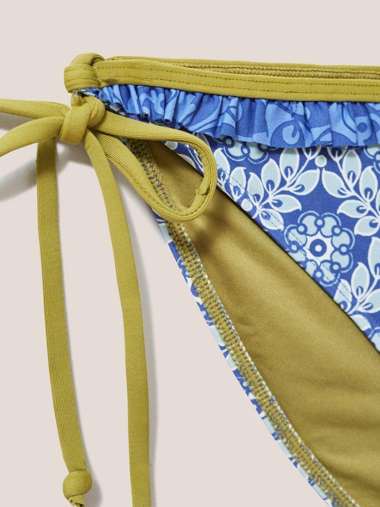 Beth Tie Side Bikini Bottom in BLUE MLT - FLAT DETAIL