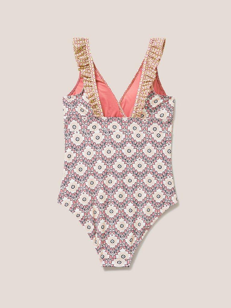 Beth High Leg Swimsuit in PINK MLT - FLAT BACK