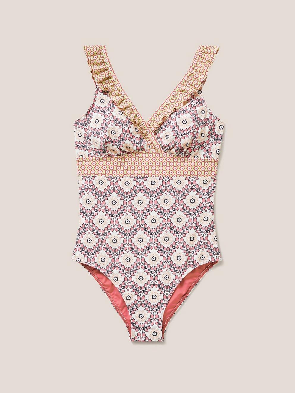 Beth High Leg Swimsuit in PINK MLT - FLAT FRONT