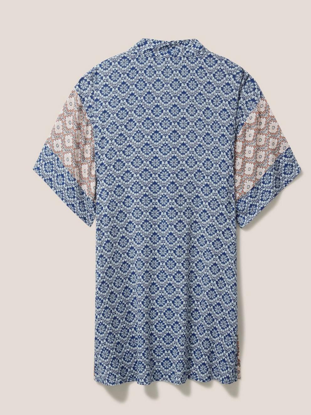 Coastal Printed Kimono in BLUE MLT - FLAT BACK