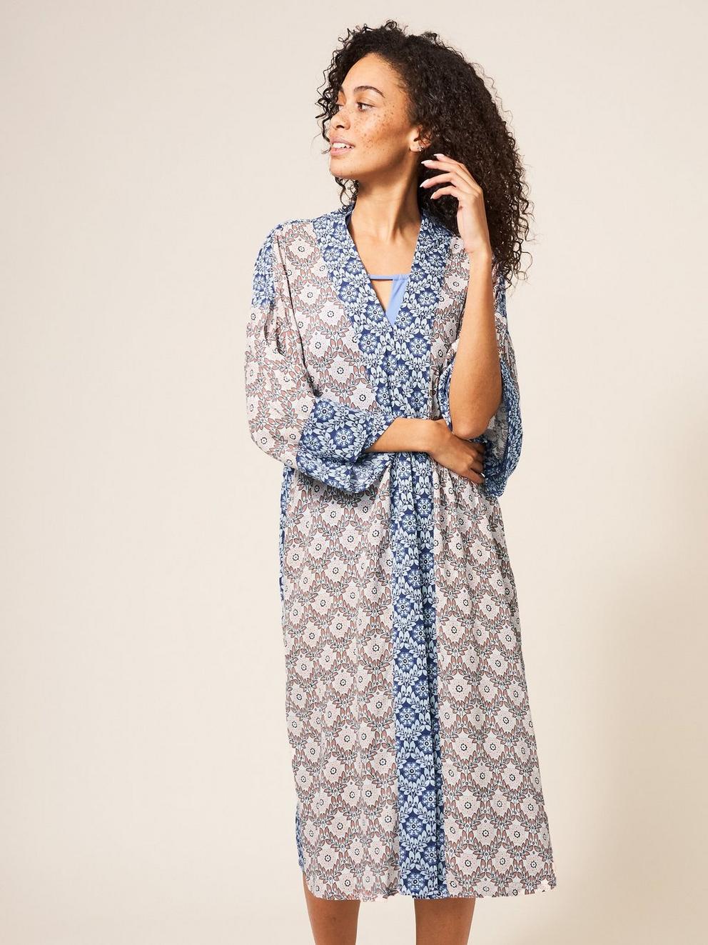 Coastal Printed Kimono in BLUE MLT - LIFESTYLE