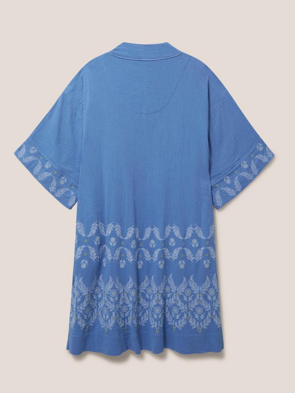Kaylee Embroidered Kimono in MID BLUE - FLAT BACK