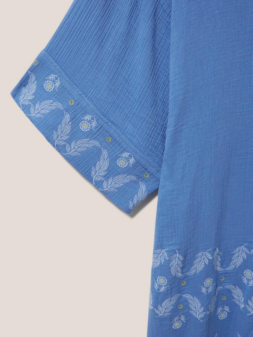 Kaylee Embroidered Kimono in MID BLUE - FLAT DETAIL
