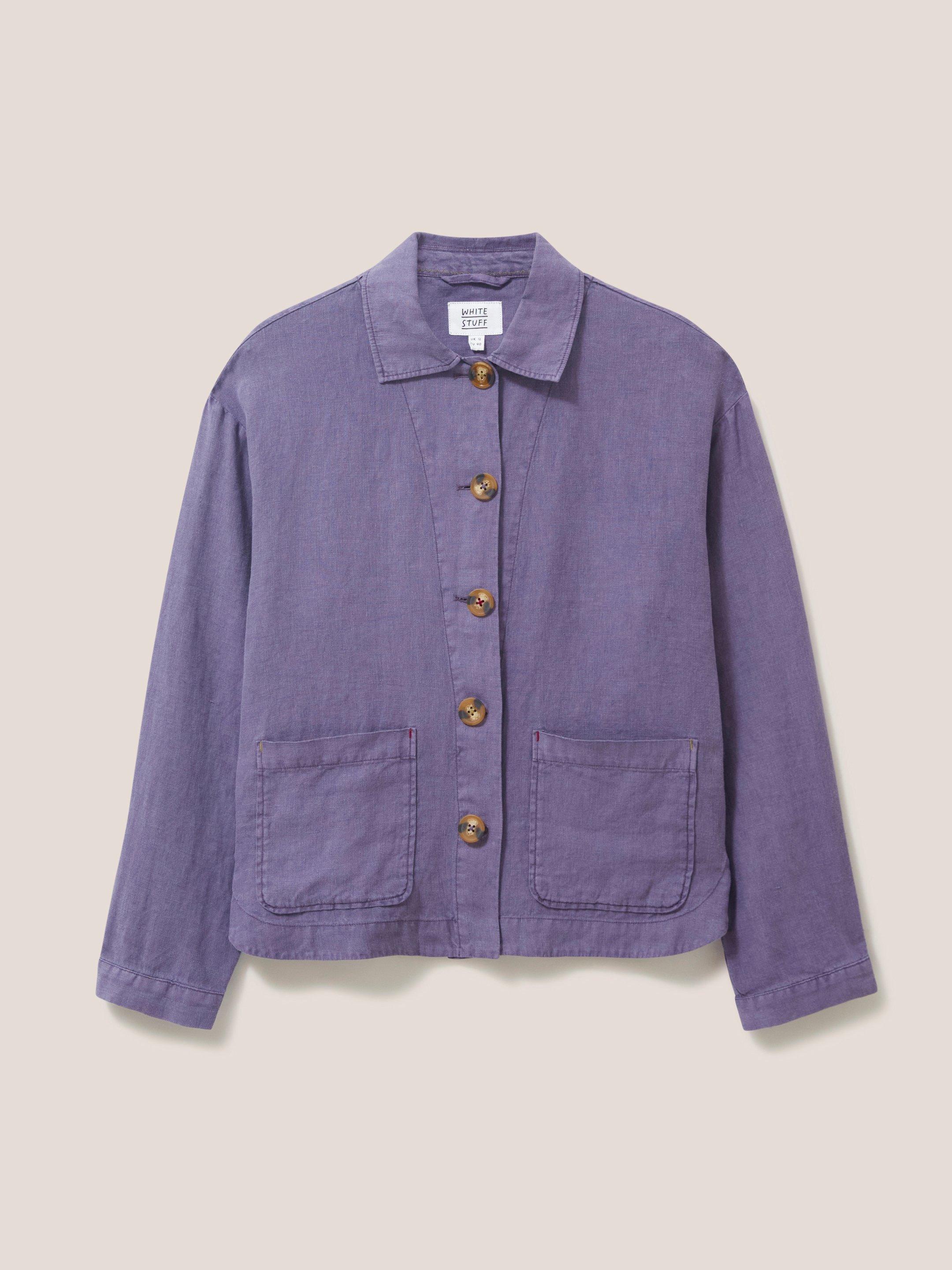 Carrie Linen Jacket in DUS PURPLE - FLAT FRONT