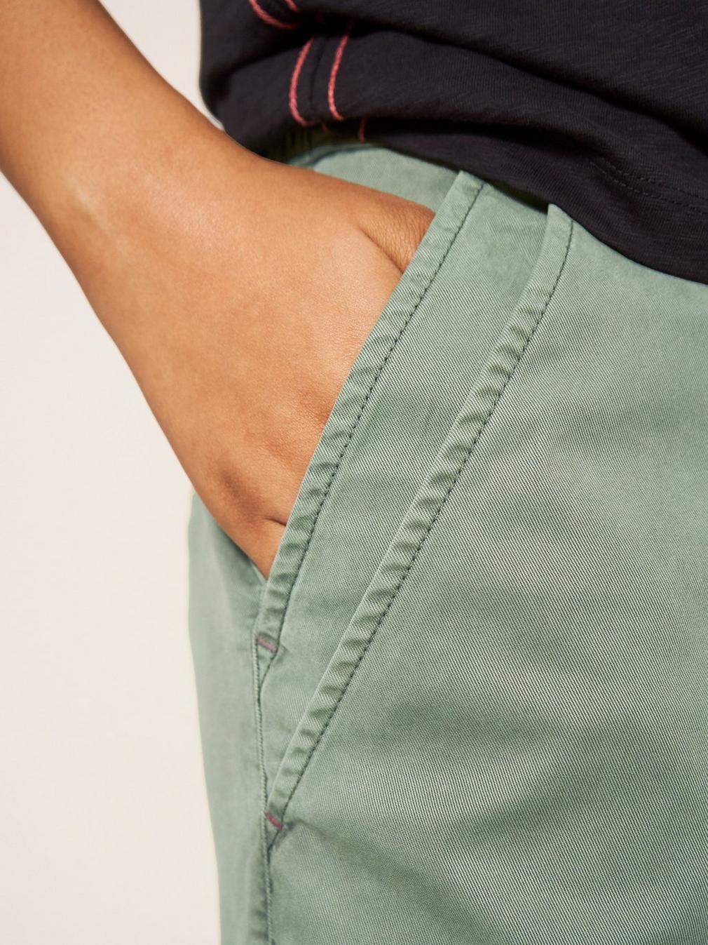 Everleigh Cargo Trouser in MID GREEN - MODEL FRONT