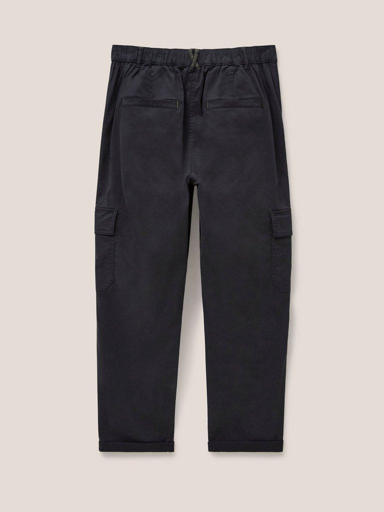 Everleigh Cargo Cropped Trouser in WASHED BLK - FLAT BACK