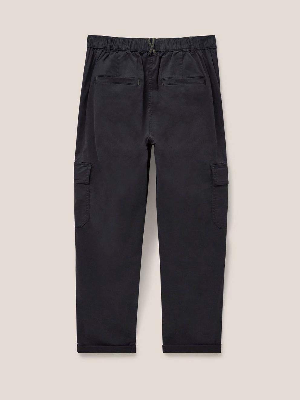 Everleigh Cargo Cropped Trouser in WASHED BLK - FLAT BACK