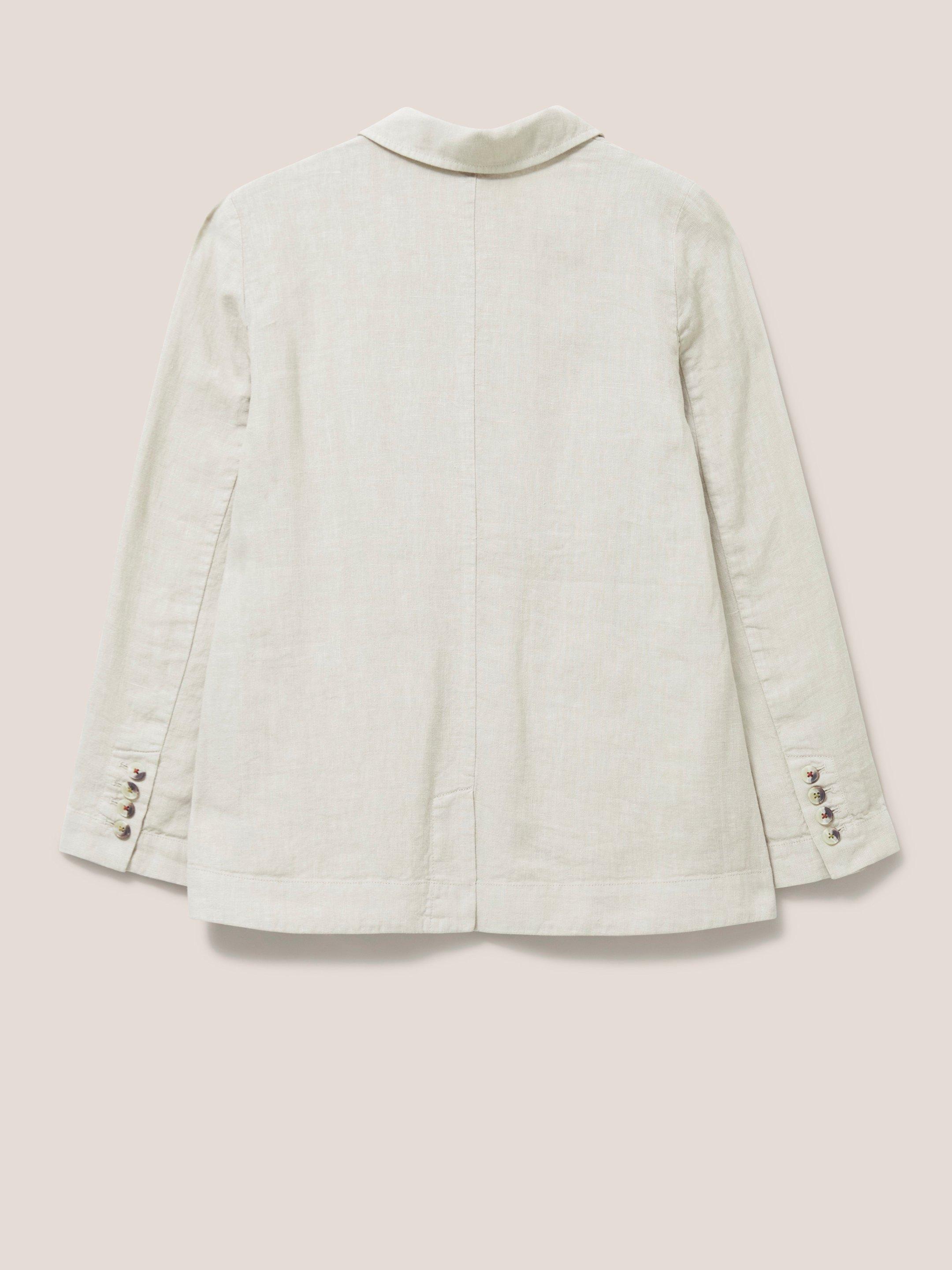 Scarlett Linen Blend Blazer in LGT NAT - FLAT BACK
