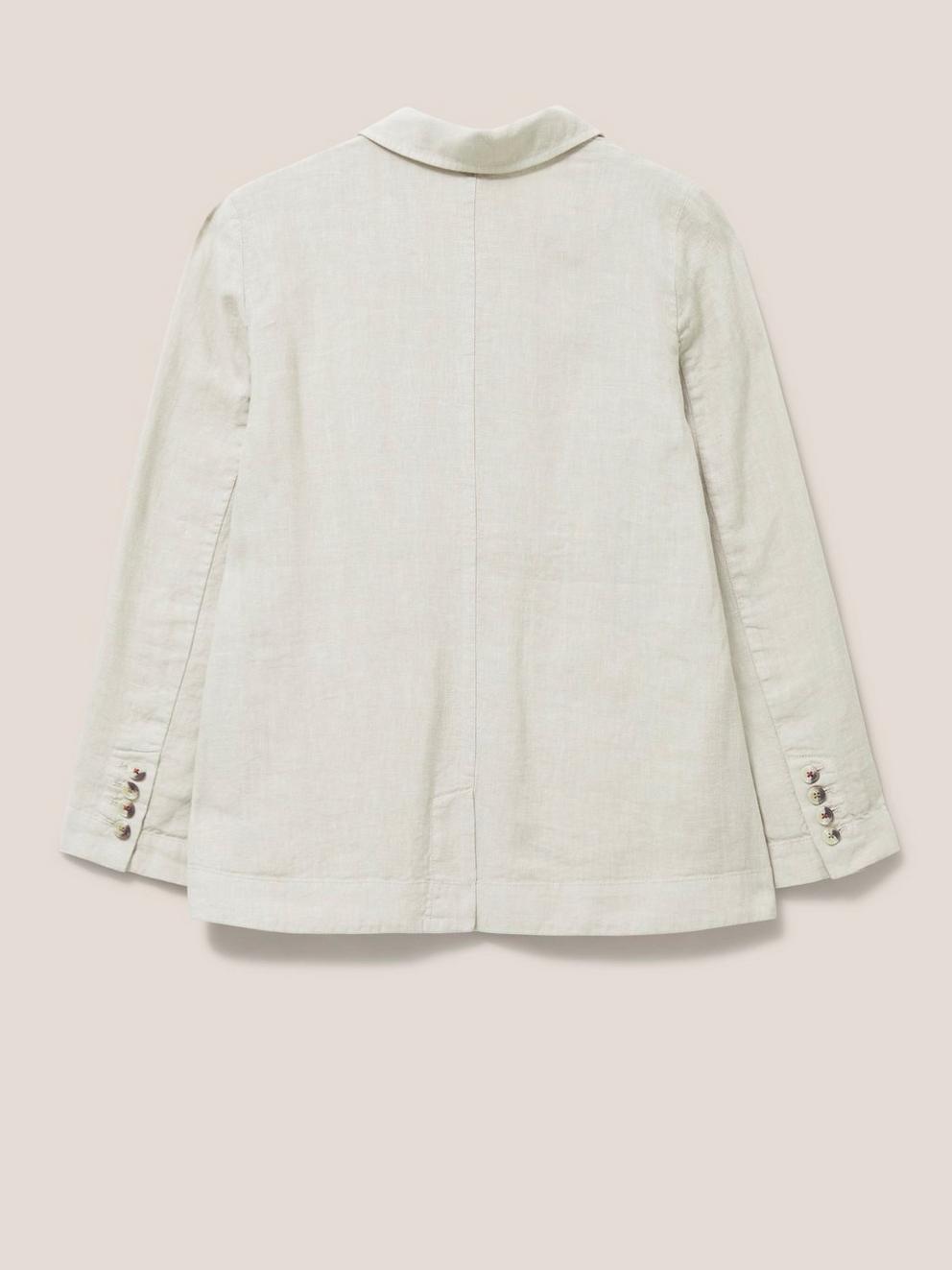 Scarlett Linen Blend Blazer in LGT NAT - FLAT BACK